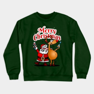 Merry Christmas - Santa Claus and his reindeer Crewneck Sweatshirt